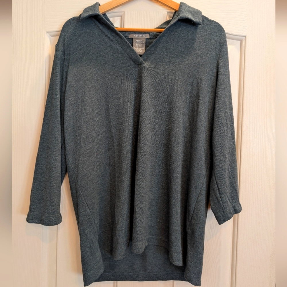 Matty M Charcoal V-Neck Long Sleeve Top